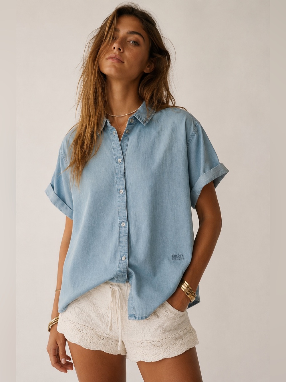 Vintage oversized DKNY chambray button up